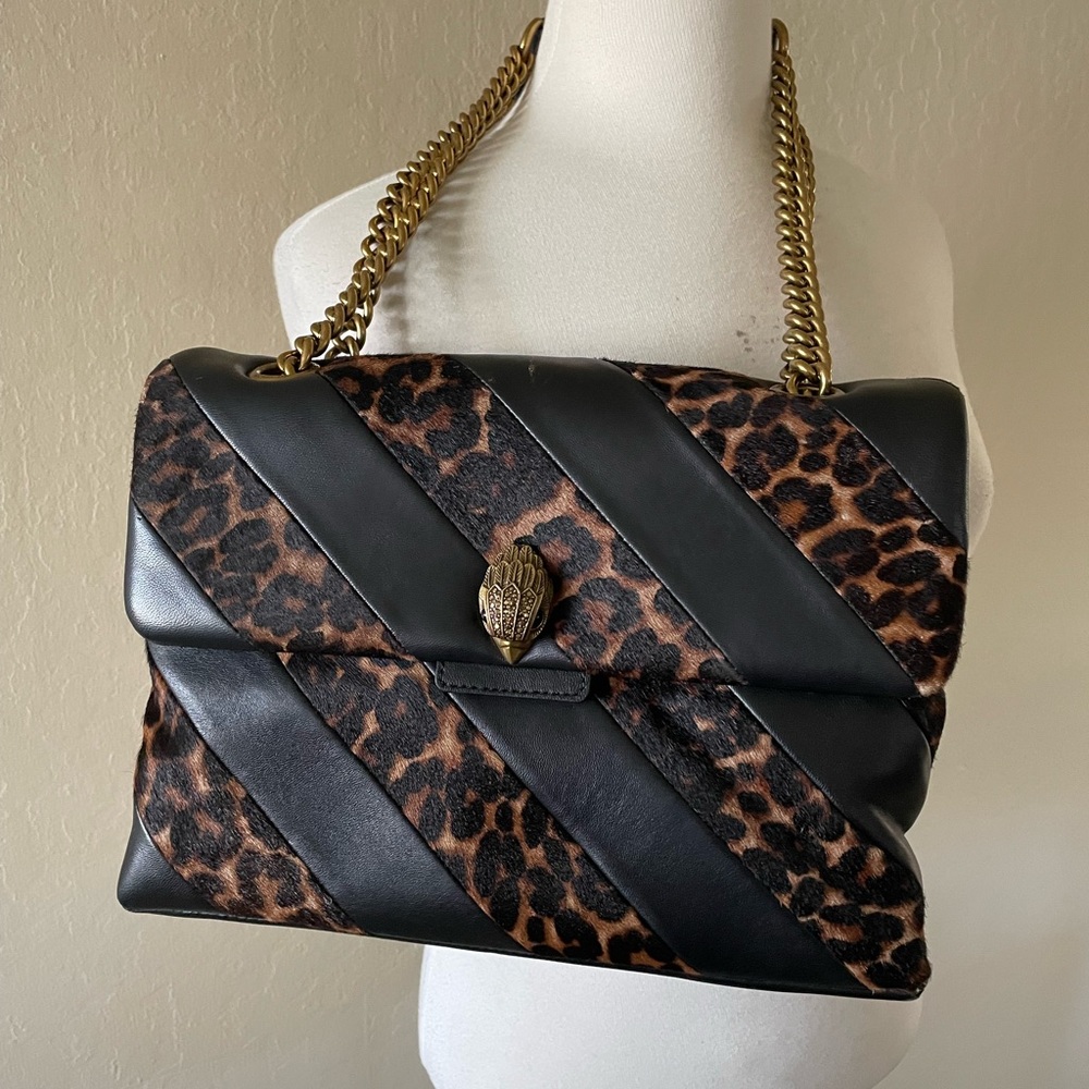 Kurt Geiger Soho Leather & Genuine Calf Hair Shoulder Bag-Leopard
